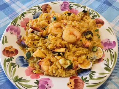 Risotto con gamberi, cozze e zucchine